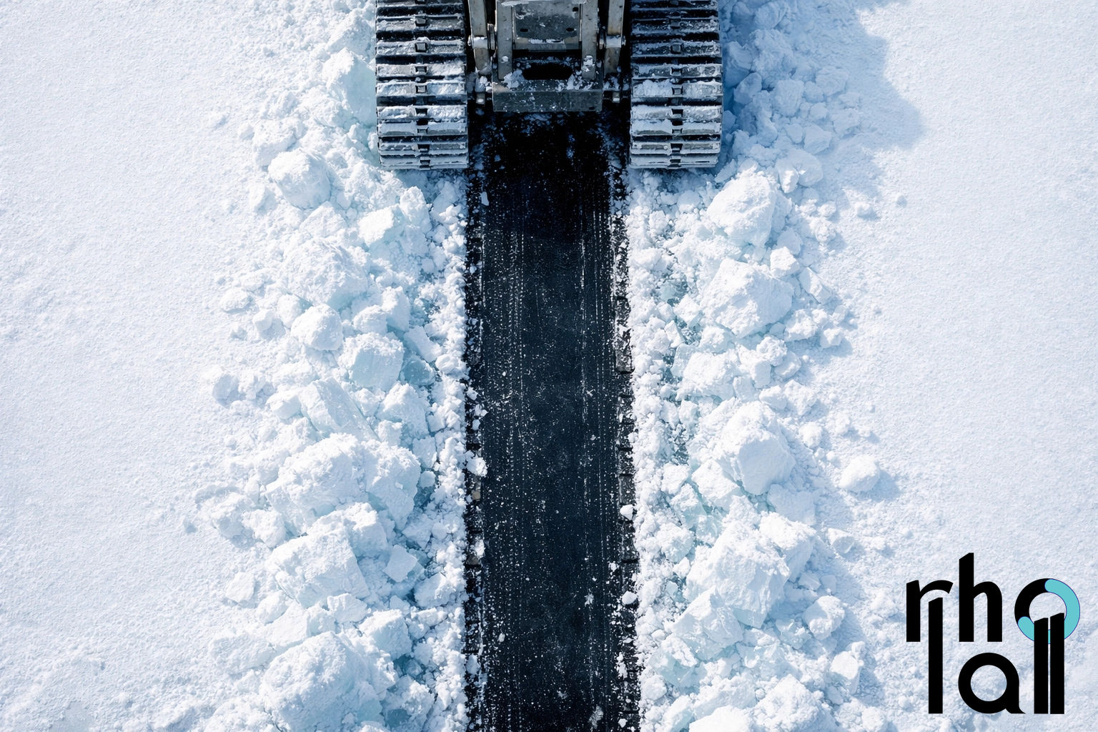 Bulldozer clearing a path through snow